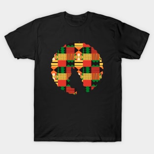 Afro Hair Woman with African Pattern, Black History T-Shirt